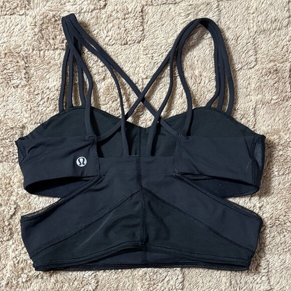 Lululemon Exquisite Bra Strappy Cross Back Luxtreme Mesh Black Yoga Fitness 4 - Picture 3 of 8